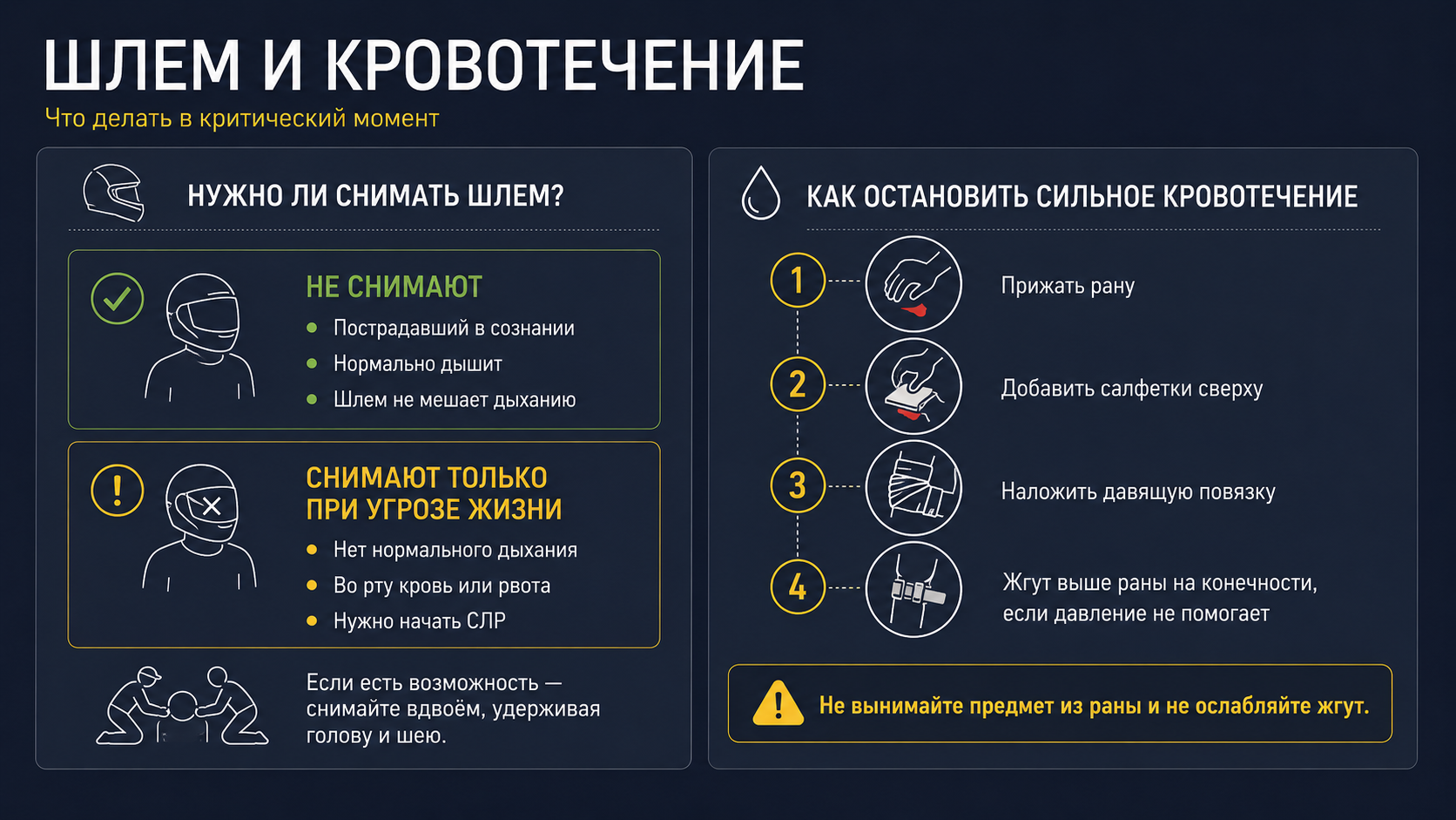 Быстрый осмотр: кровотечение, сознание и дыхание